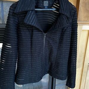 Clara Sunwoo Textured Black Blazer Medium EUC Silver Accent thread